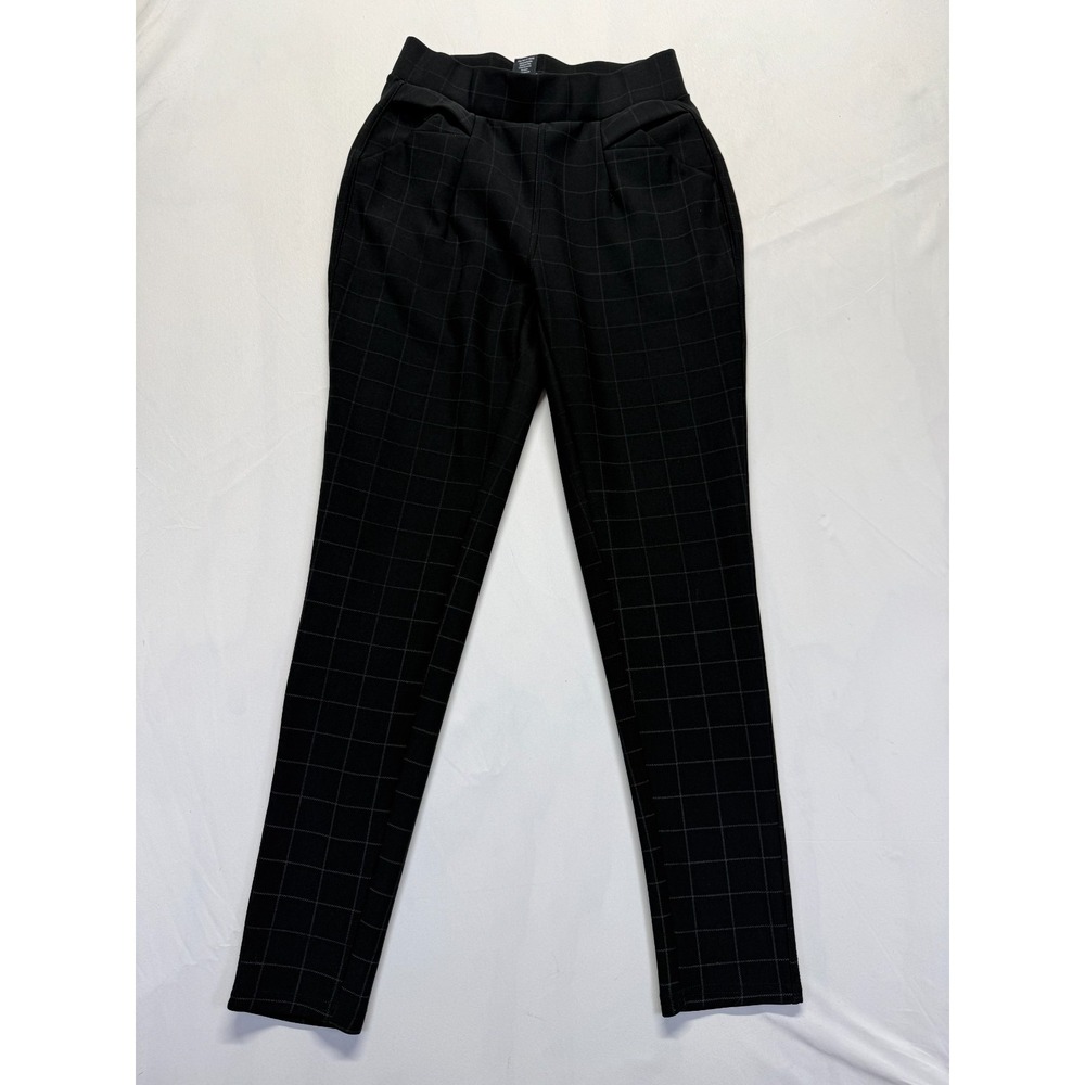 Indero Leggings Womens Small Medium Black Windowpane Dressy Pants Skinny Fit